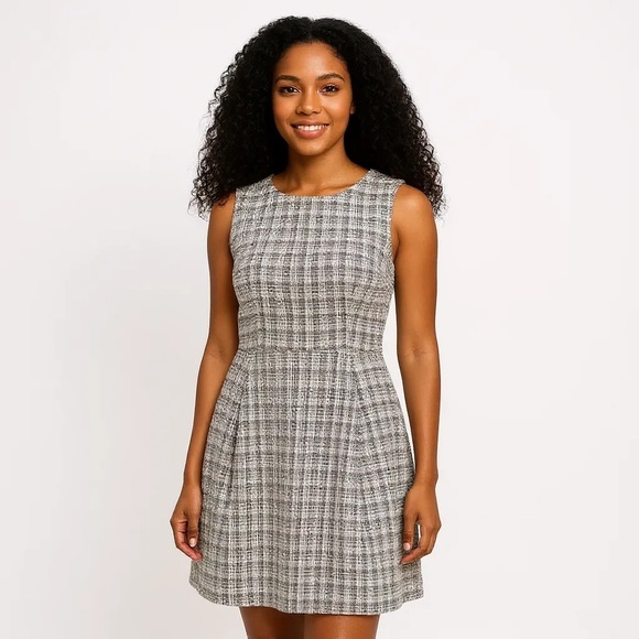 MONTEAU Size L Palest Pink Black Tweed Shift Dress - Picture 1 of 12